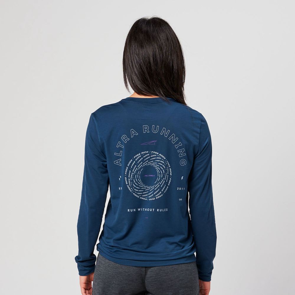 T-Shirt Altra Everyday Performance Long Sleeve Bleu Marine Femme | LIX-47484747