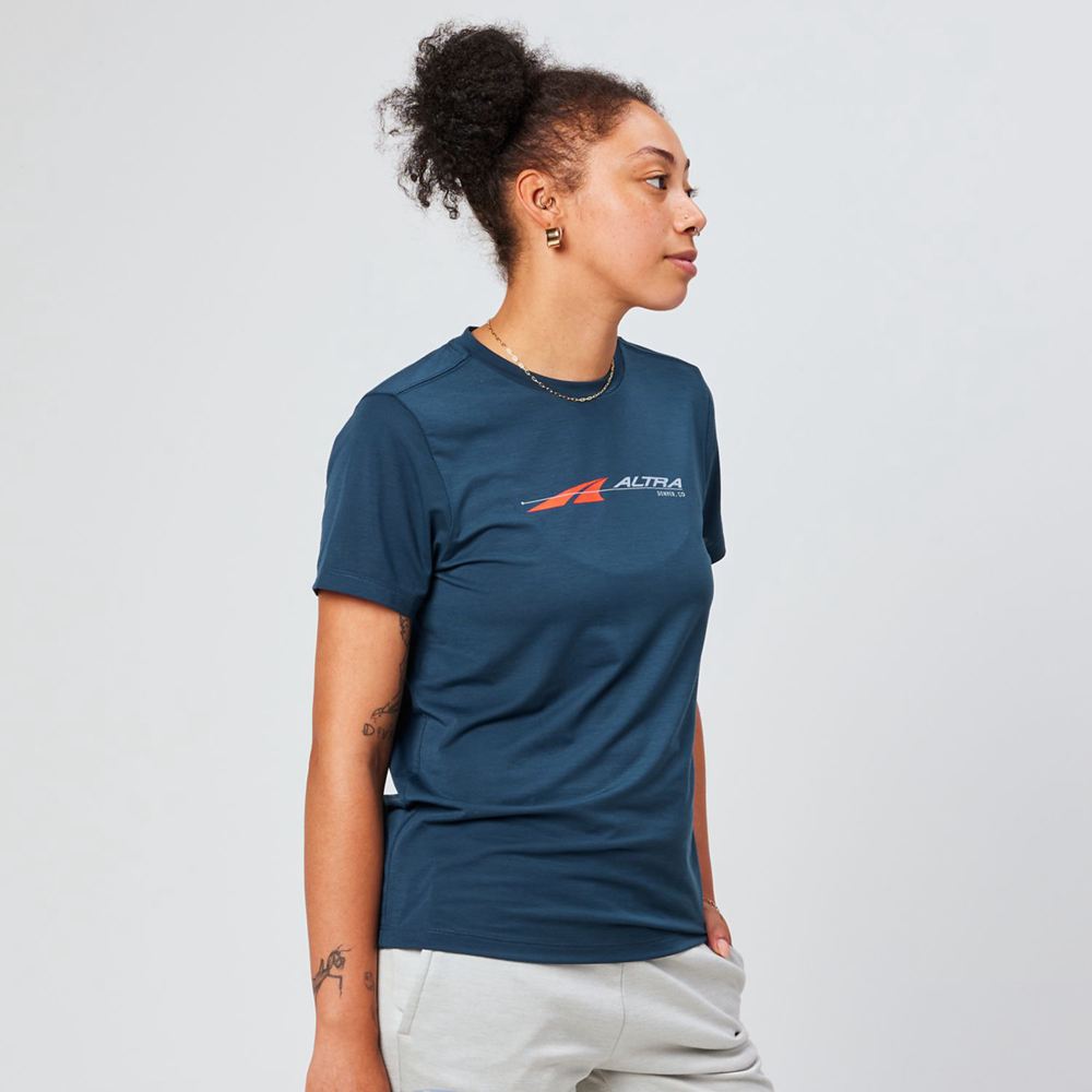 T-Shirt Altra Everyday Performance Short Sleeve Bleu Marine Femme | SIF-00334677