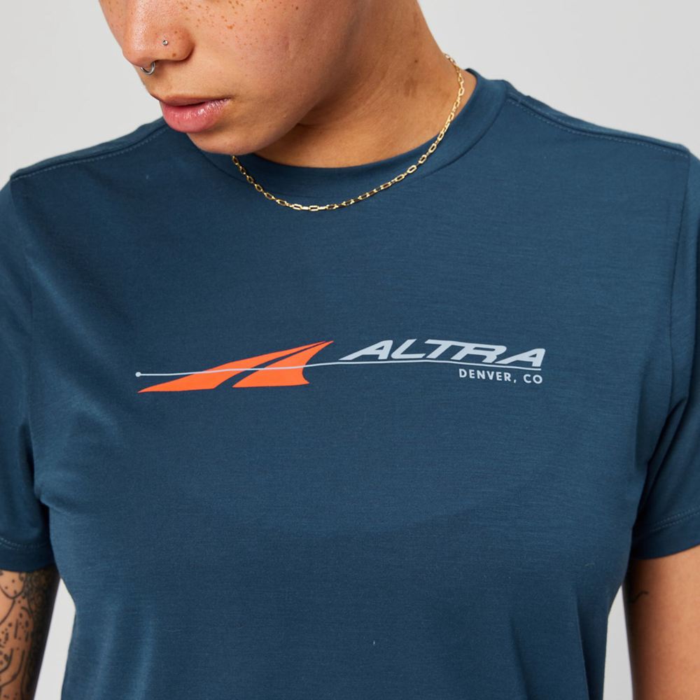 T-Shirt Altra Everyday Performance Short Sleeve Bleu Marine Femme | SIF-00334677