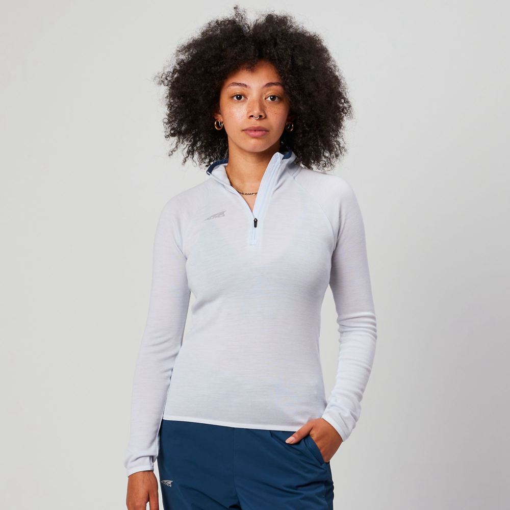 Pulls De Golf Altra Core Merino Wool 1/2 Zip Bleu Femme | JZS-42915626