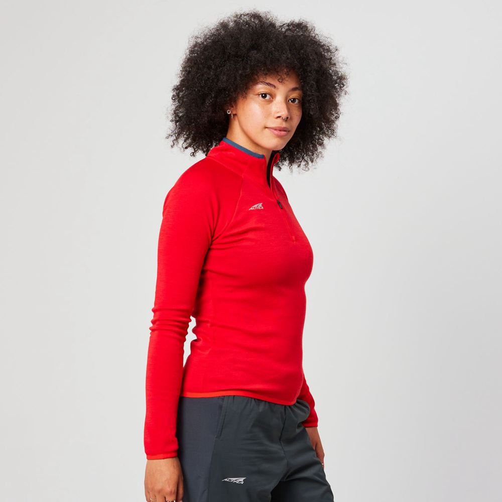 Pulls De Golf Altra Core Merino Wool 1/2 Zip Rouge Femme | QUH-23366574