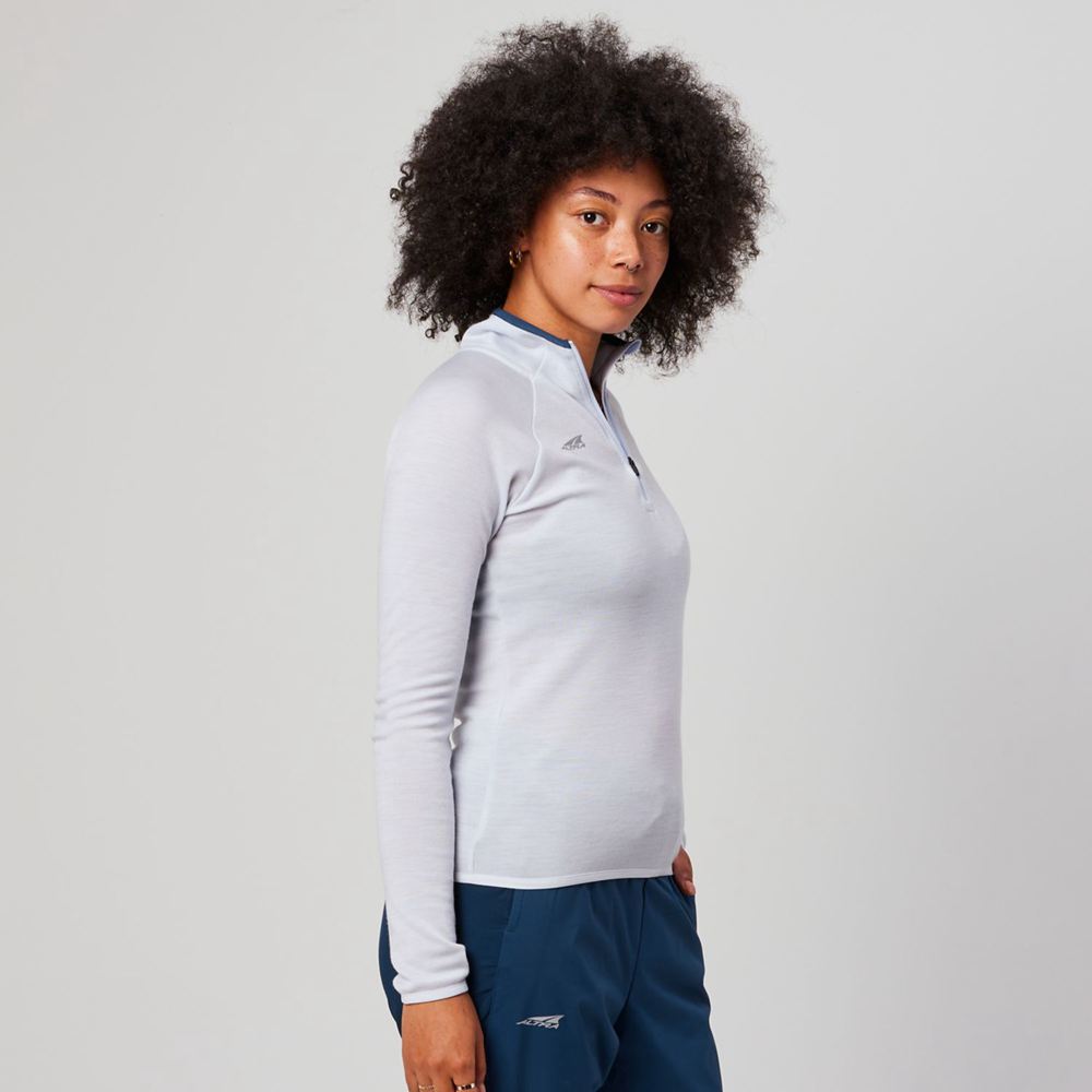 Pulls De Golf Altra Core Merino Wool 1/2 Zip Bleu Femme | JZS-42915626