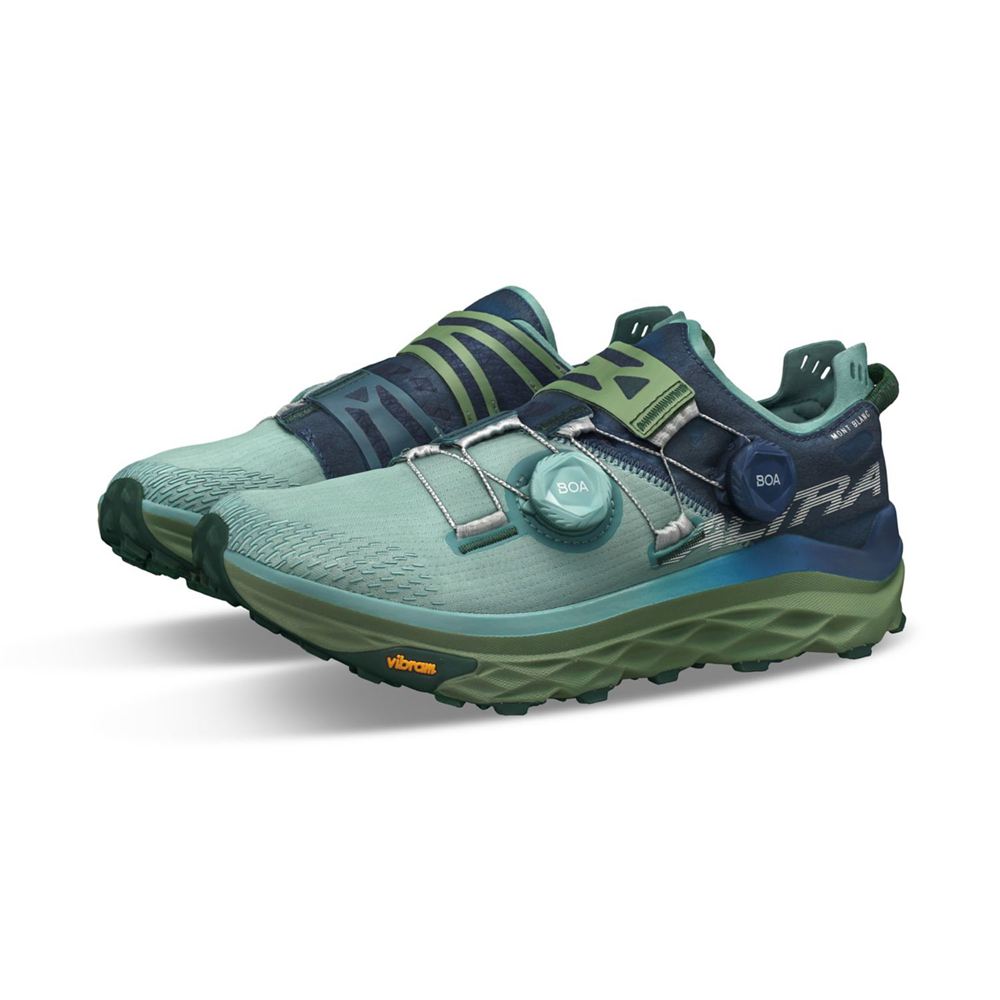 Chaussure Trail Running Altra Mont Blanc BOA Bleu Vert Homme | OTN-91045260