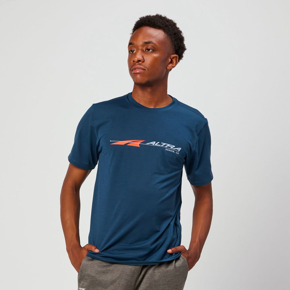 T-Shirt Altra Everyday Performance Short Sleeve Bleu Marine Homme | QTK-57923647