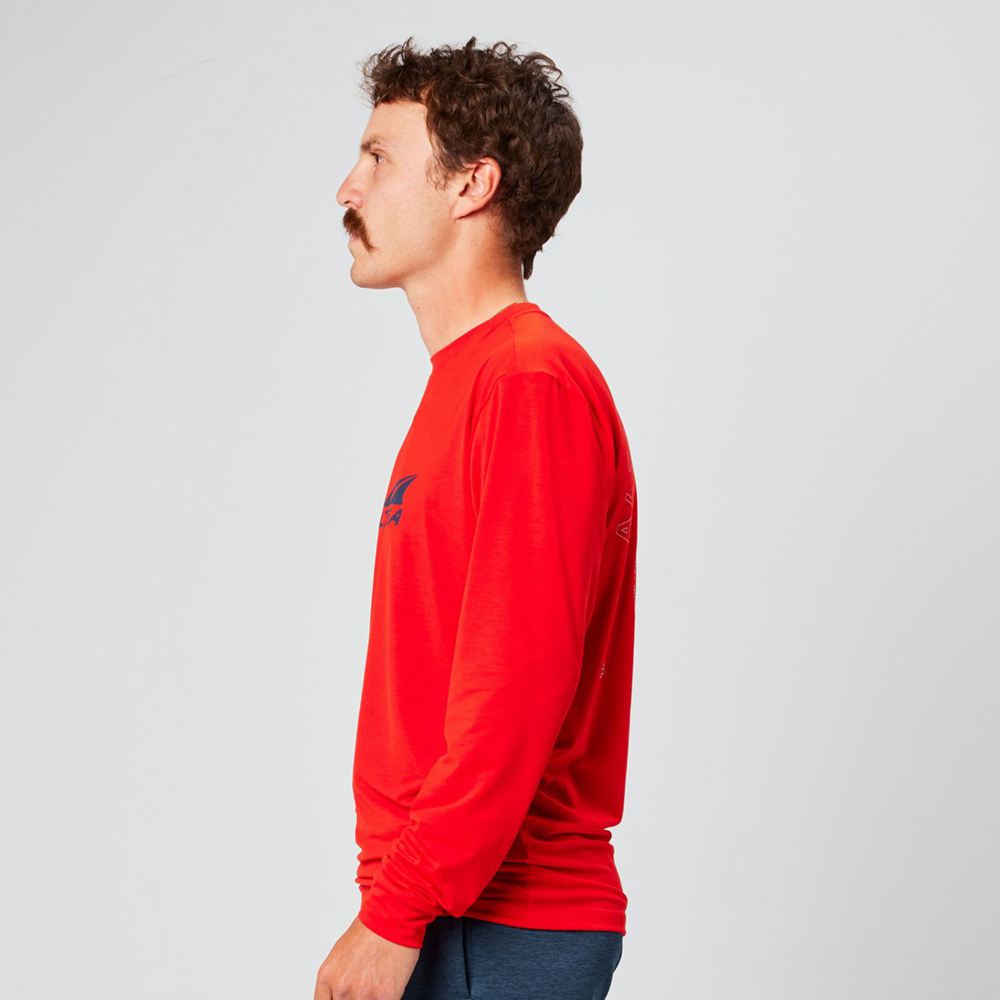 T-Shirt Altra Everyday Performance Long Sleeve Rouge Homme | TDQ-63081716