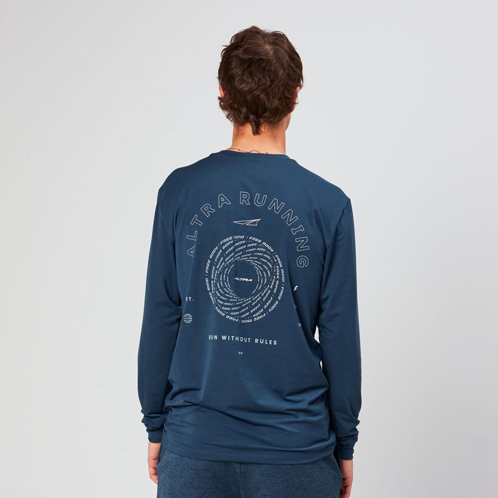 T-Shirt Altra Everyday Performance Long Sleeve Bleu Marine Homme | XHR-66758751