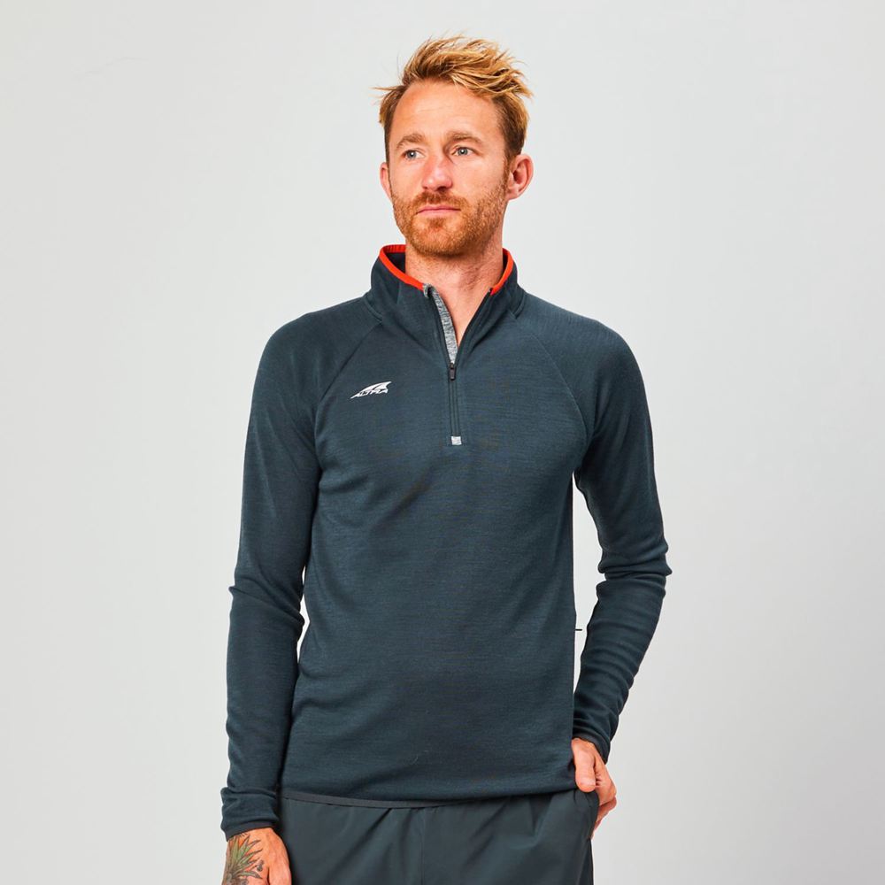 Pulls De Golf Altra Core Merino Wool 1/2 Zip Noir Homme | FAY-01185301